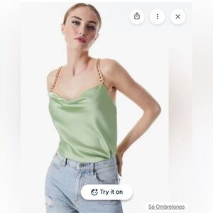 Alice + Olivia Harmon Chain Strap Slip Tank size XL green